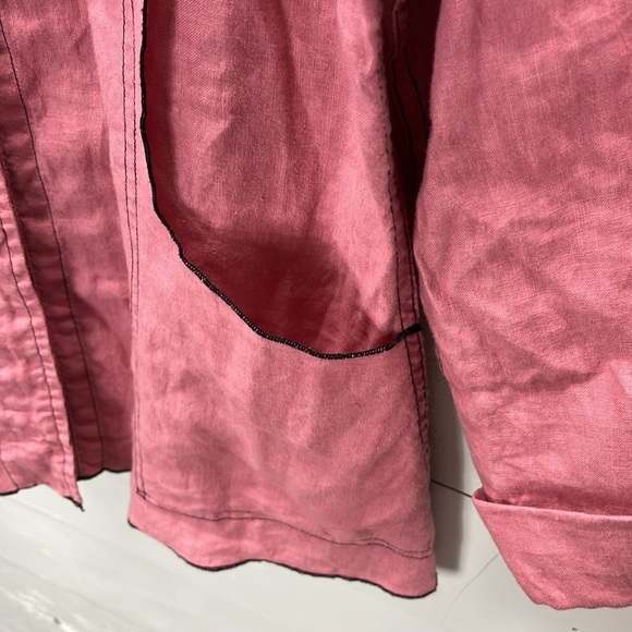 Cynthia Ashby Woman’s 100% Linen Lagenlook Art to Wear Button Down Shirt Size M - Picture 3 of 7